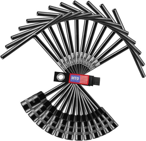 MTO T-Handle Metric Socket Wrench Set, 6-Point (6mm-15mm, 17mm, 19mm) with Hanging Organizer Strap, Cr-V Steel Lug Wrench Hex Socket for Motorcycle Car Bicycle Repair (12 Pack) in Kuwait