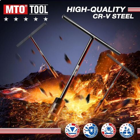 MTO T-Handle Metric Socket Wrench Set, 6-Point (6mm-15mm, 17mm, 19mm) with Hanging Organizer Strap, Cr-V Steel Lug Wrench Hex Socket for Motorcycle Car Bicycle Repair (12 Pack) in Kuwait