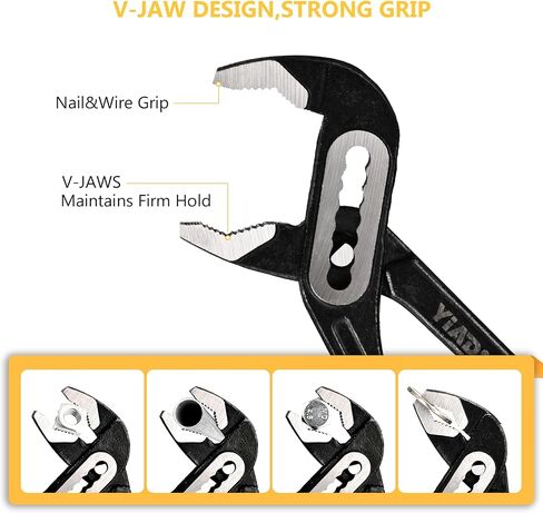 Tongue and Groove Pliers 8"&10"Adjustable Pliers Set Groove Joint Pliers With 7-Position Push-Lock,V-Jaw Water Pump Pliers With Cushion Grip Handle Tools For Plumber Home Repair Maintenance 2 Piece in Saudi Arabia