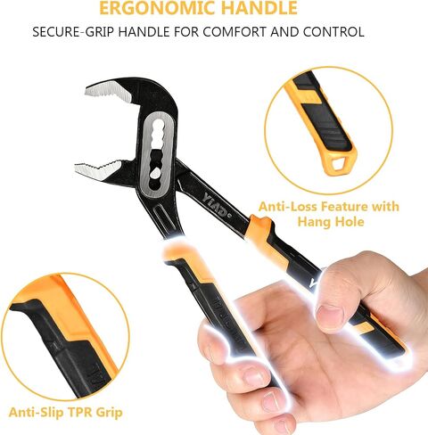 Tongue and Groove Pliers 8"&10"Adjustable Pliers Set Groove Joint Pliers With 7-Position Push-Lock,V-Jaw Water Pump Pliers With Cushion Grip Handle Tools For Plumber Home Repair Maintenance 2 Piece in Saudi Arabia
