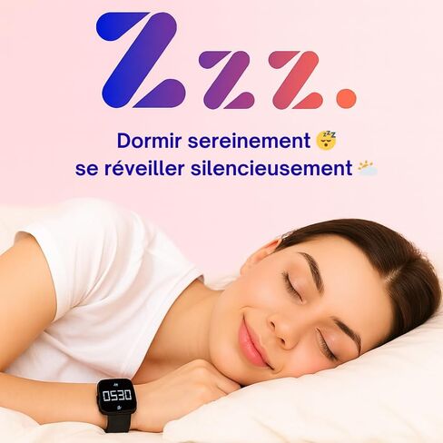 Zzz. Silent Vibrating Alarm Watch (16 Alarms, Adjustable Vibration Intensity) – Wake Up Quietly Without Disturbing Your Partner – Ideal for Heavy Sleepers & Couples in Saudi Arabia
