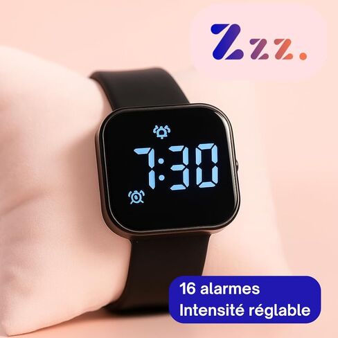 Zzz. Silent Vibrating Alarm Watch (16 Alarms, Adjustable Vibration Intensity) – Wake Up Quietly Without Disturbing Your Partner – Ideal for Heavy Sleepers & Couples in Saudi Arabia