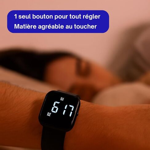 Zzz. Silent Vibrating Alarm Watch (16 Alarms, Adjustable Vibration Intensity) – Wake Up Quietly Without Disturbing Your Partner – Ideal for Heavy Sleepers & Couples in Saudi Arabia