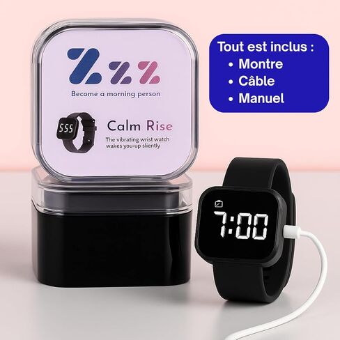Zzz. Silent Vibrating Alarm Watch (16 Alarms, Adjustable Vibration Intensity) – Wake Up Quietly Without Disturbing Your Partner – Ideal for Heavy Sleepers & Couples in Saudi Arabia