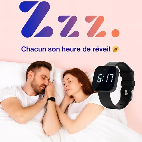 Zzz. Silent Vibrating Alarm Watch (16 Alarms, Adjustable Vibration Intensity) – Wake Up Quietly Without Disturbing Your Partner – Ideal for Heavy Sleepers & Couples in Saudi Arabia