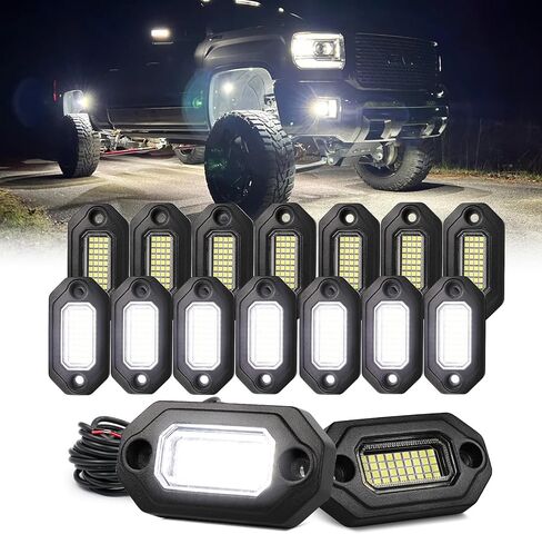8 قطعة أضواء الصخور LED العنبر للشاحنات جيب UTV ATV SUV المقطورات مع 15FT يؤدي كل ضوء in Kuwait