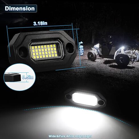 8 قطعة أضواء الصخور LED العنبر للشاحنات جيب UTV ATV SUV المقطورات مع 15FT يؤدي كل ضوء in Kuwait