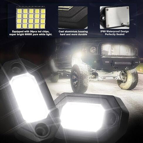 8 قطعة أضواء الصخور LED العنبر للشاحنات جيب UTV ATV SUV المقطورات مع 15FT يؤدي كل ضوء in Kuwait