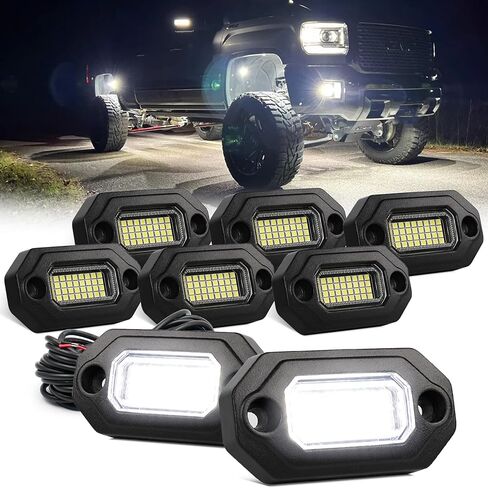 8 قطعة أضواء الصخور LED العنبر للشاحنات جيب UTV ATV SUV المقطورات مع 15FT يؤدي كل ضوء in Kuwait