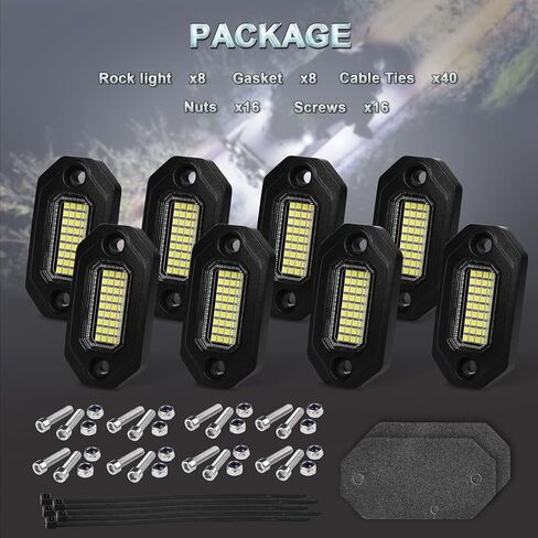 8 قطعة أضواء الصخور LED العنبر للشاحنات جيب UTV ATV SUV المقطورات مع 15FT يؤدي كل ضوء in Kuwait