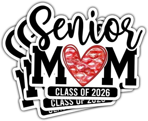 3Pcs Senior Mom Class of 2026 Sticker, Graduation Sticker, Class of 2026 Stickers, Grad Bumper Decal, Senior Mom Stickers for Laptop Water Bottle Phone Car Helmet 3" (Normal, 3in) in Saudi Arabia