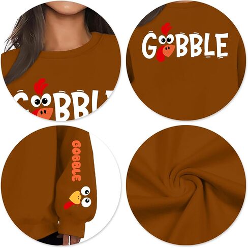 سويت شيرت نسائي كبير الحجم لعيد الشكر من الصوف التركي Gobble تركيا يوم سعيد تركيا بأكمام طويلة in Kuwait