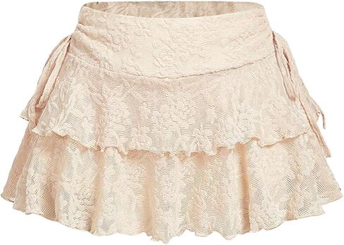 تنورة نسائية من MakeMeChic ذات طبقات على شكل كعكة برباط جانبي وحاشية مكشكشة in Kuwait