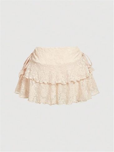 تنورة نسائية من MakeMeChic ذات طبقات على شكل كعكة برباط جانبي وحاشية مكشكشة in Kuwait