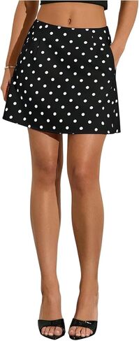 تنورة نسائية صغيرة من MakeMeChic منقطة على شكل حرف A بسحاب خلفي للصيف Y2K مع جيب in Kuwait