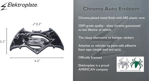 Elektroplate مرخص رسميًا من DC Comics Dawn of Justice Batman v Superman شعار أكريليك للسيارات باللونين الأسود والأحمر للسيارات والشاحنات وجميع السيارات | مقاس عالمي بمقاس 4.3 بوصة × 2.1 بوصة | مقاومة للعوامل الجوية in Saudi Arabia