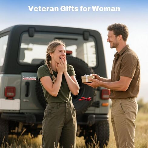 Female Veteran Edition Car Emblem with 2 Adhesives, 3D Badge Decal for Trucks, Metal Stickers Replacement Compatible with Universal Vehicle, Army Veteran Gifts for Women (Black & Red) in Saudi Arabia
