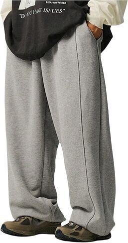 SHENHE Men's Y2k Baggy Sweatpants Wide Leg Drawstring Workout Preppy Sweat Pants with Pockets in Saudi Arabia