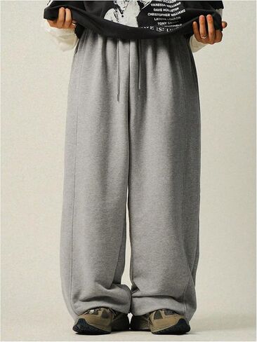 SHENHE Men's Y2k Baggy Sweatpants Wide Leg Drawstring Workout Preppy Sweat Pants with Pockets in Saudi Arabia