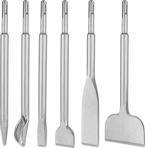 SDS Plus Chisel Set for Rotary Hammer Drills, 4 PCS SDS Chisel Set Includes Point, Flat, Scaling, Tile Chisels 40Cr Steel, Hammer Drill Chisel Bits for Brick, Concrete, Block, Masonry in Kuwait