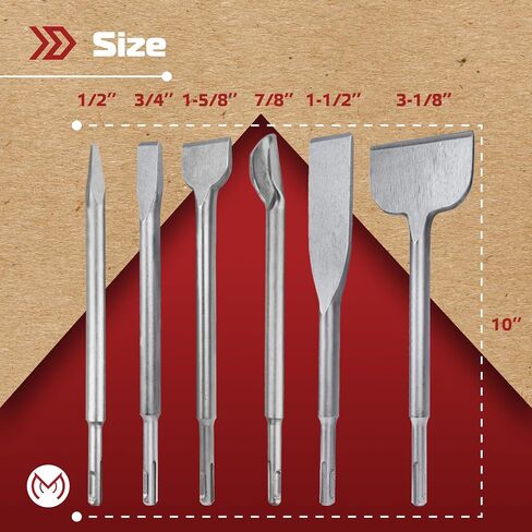 SDS Plus Chisel Set for Rotary Hammer Drills, 4 PCS SDS Chisel Set Includes Point, Flat, Scaling, Tile Chisels 40Cr Steel, Hammer Drill Chisel Bits for Brick, Concrete, Block, Masonry in Kuwait