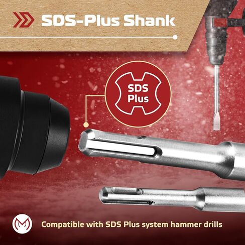 SDS Plus Chisel Set for Rotary Hammer Drills, 4 PCS SDS Chisel Set Includes Point, Flat, Scaling, Tile Chisels 40Cr Steel, Hammer Drill Chisel Bits for Brick, Concrete, Block, Masonry in Kuwait