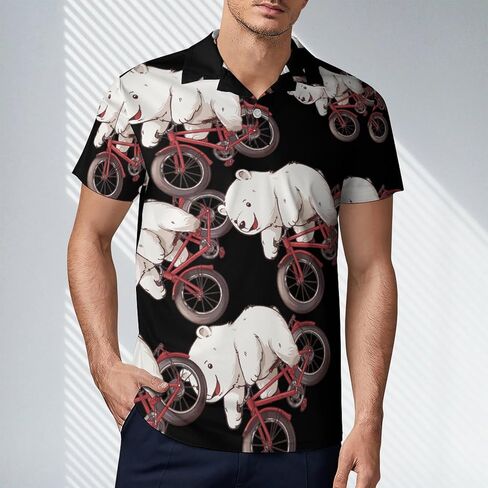 White Bear Riding Bicycls Men's Polo Shirt Short Sleeve T Shirt Casual Summer Golf Shirt Athletic Top in Saudi Arabia