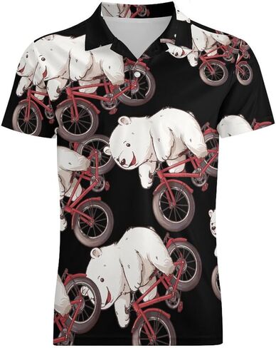White Bear Riding Bicycls Men's Polo Shirt Short Sleeve T Shirt Casual Summer Golf Shirt Athletic Top in Saudi Arabia