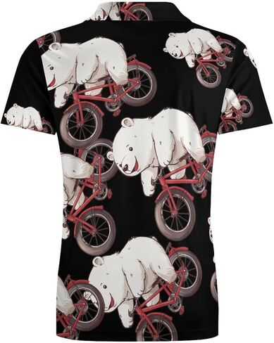 White Bear Riding Bicycls Men's Polo Shirt Short Sleeve T Shirt Casual Summer Golf Shirt Athletic Top in Saudi Arabia