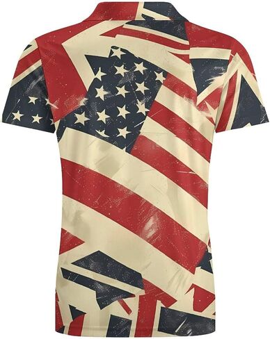 Retro USA And British Flag Men's Polo Shirt Short Sleeve T Shirt Casual Summer Golf Shirt Athletic Top in Saudi Arabia