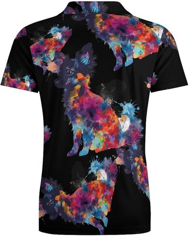 Tie Dye Chihuahua Rainbow Print Dog Men's Polo Shirt Short Sleeve T Shirt Casual Summer Golf Shirt Athletic Top in Saudi Arabia