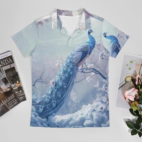 قميص بولو رجالي من Blue Peacock بأكمام قصيرة تي شيرت كاجوال صيفي للجولف قميص رياضي in Saudi Arabia