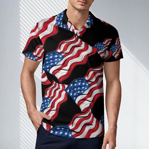 USA Flag Men's Polo Shirt Short Sleeve T Shirt Casual Summer Golf Shirt Athletic Top in Saudi Arabia