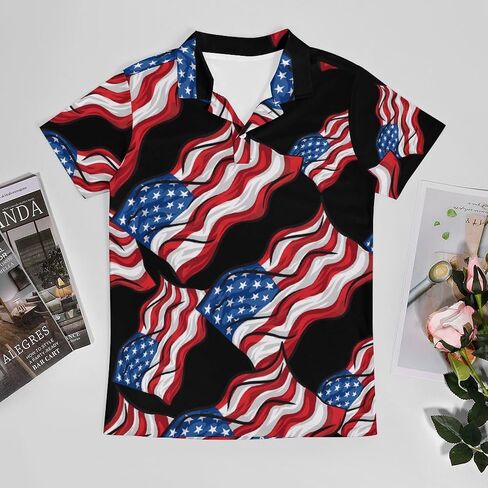 USA Flag Men's Polo Shirt Short Sleeve T Shirt Casual Summer Golf Shirt Athletic Top in Saudi Arabia