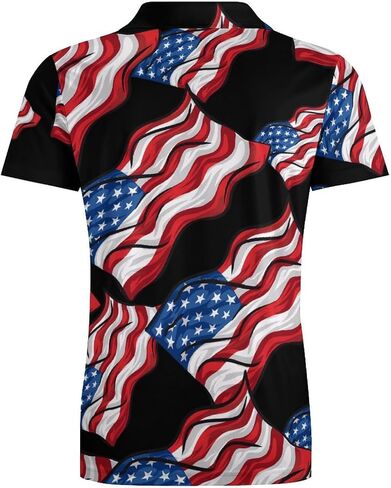 USA Flag Men's Polo Shirt Short Sleeve T Shirt Casual Summer Golf Shirt Athletic Top in Saudi Arabia