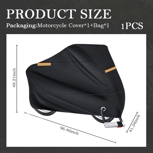 Large Motorcycle Cover Waterproof Outdoor with Reflective Strips,Heavy Duty Motorcycle Covers Fits up to 104" Long with Storage Bag & Lock-Holes,Universal Motorcycle Rain Cover in Kuwait