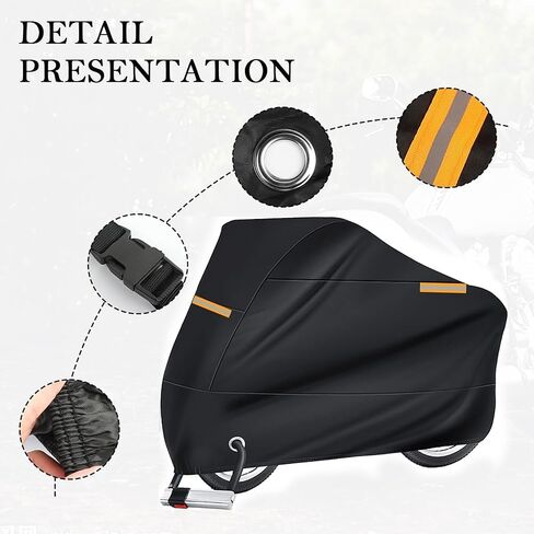 Large Motorcycle Cover Waterproof Outdoor with Reflective Strips,Heavy Duty Motorcycle Covers Fits up to 104" Long with Storage Bag & Lock-Holes,Universal Motorcycle Rain Cover in Kuwait