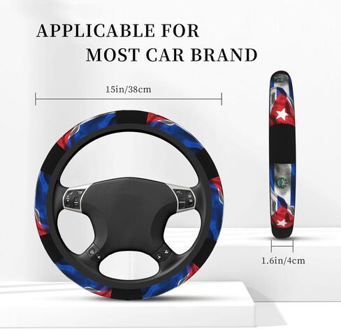Salvadorean Flag Cuba Cuban Flag Steering Wheel Cover for Men Women Universal Fit 15 Inch Anti-Slip Elastic Thickened Steering Wheel Cover in Saudi Arabia