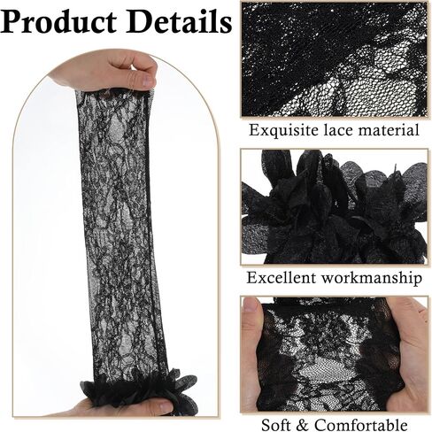 4 Pairs 4 Styles Sheer Lace Socks Women, Loose Black Laces Ruffle Socks Women, Vintage Mesh Cutout Lace Ankle Sock Lacy Sock, for Halloween Costume Accessories or Daily Clothing Accessories in Saudi Arabia