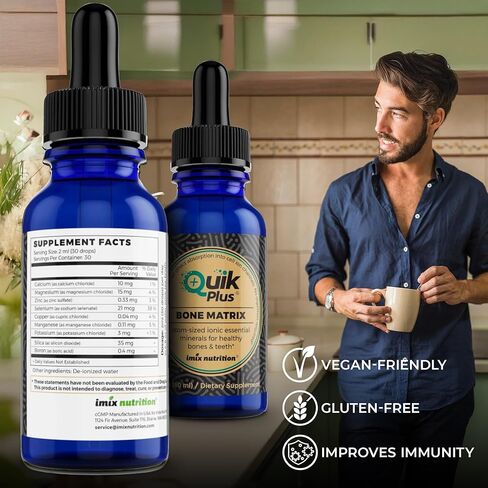 QuikPlus Liquid Mineral Supplement for Adults – Vegan, Gluten-Free, All Natural, Highly Bioavailable – 2 oz Bottle (Trace Matrix) in Saudi Arabia