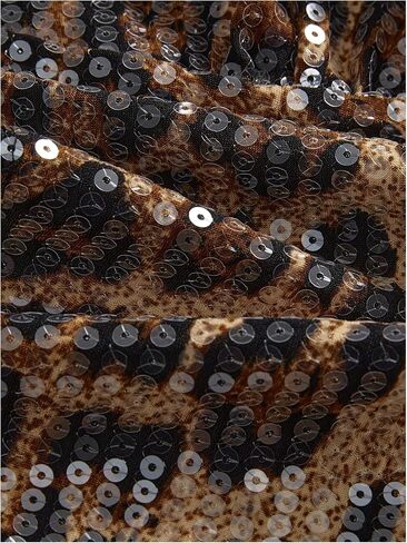 Verdusa Women's Lerpard Print Sequin Halter Top Rave Club Date Night Going Out Corset Tops in Saudi Arabia
