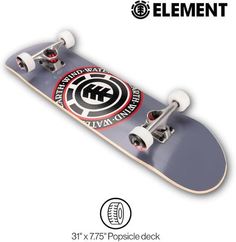 Element Icon Gray Skateboard 31" x 7.75" Complete Popsicle Board for Kids Teens Boys Girls Adults, Weight Limit 220 lbs. in Kuwait