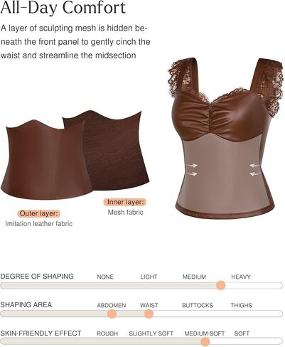 Popilush Leather Top Tummy Control Lace Corset Going Out Club Tops for Women Concert Outfits in Saudi Arabia