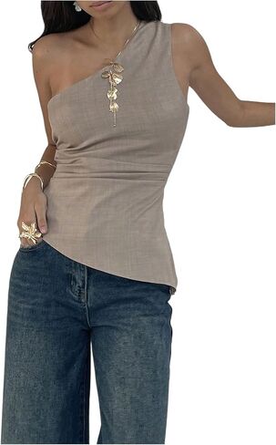 MakeMeChic Women's Off The Shoulder Asymmetrical Tops Going Out Dressy Shirt Tops in Saudi Arabia