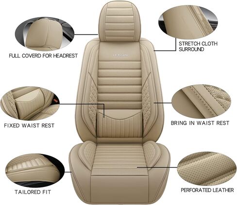 Full Coverage Faux Leather Car Seat Covers Universal Fit for Cars,Trucks,Sedans and SUVs with Waterproof Leatherette in Automotive Accessories(Grey, Full Set(5 Seats)) in Saudi Arabia