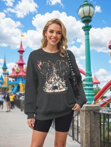 Magical Kingdom Sweatshirt for Women Magic Castle Shirt Funny Family Vacation Graphic Casual Long Sleeve Tops in Saudi Arabia