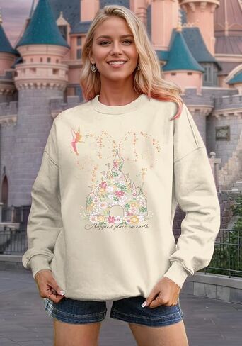 Magical Kingdom Sweatshirt for Women Magic Castle Shirt Funny Family Vacation Graphic Casual Long Sleeve Tops in Saudi Arabia