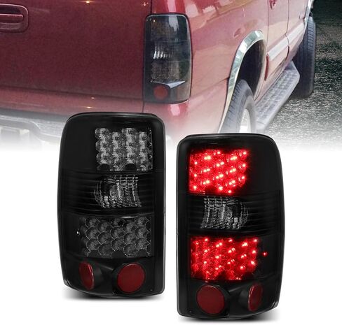 AmeriLite for 2000-2006 Chevy Tahoe/Suburban: مجموعة تجميع مصابيح الفرامل الخلفية LED باللون الأسود من GMC Yukon - جانب الركاب والسائق in Saudi Arabia