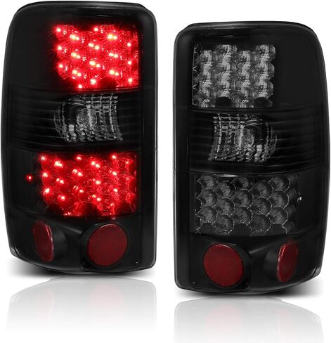 AmeriLite for 2000-2006 Chevy Tahoe/Suburban: مجموعة تجميع مصابيح الفرامل الخلفية LED باللون الأسود من GMC Yukon - جانب الركاب والسائق in Saudi Arabia