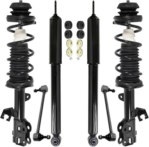 Detroit Axle - 6pc Struts Shocks Kit for 2012-2019 Nissan Versa Note, 2 Front Struts with Coil Springs 2 Front Sway Bars 2 Rear Shock Absorbers 2013 2014 2015 2016 2017 2018 Suspension Replacement in Saudi Arabia